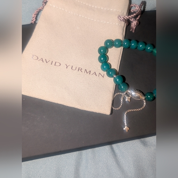 David Yurman Silver 8mm beads bracelet Green Onyx - Picture 6 of 6